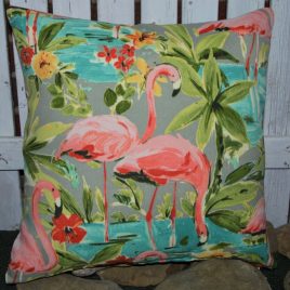 Flamingo Pillow Cover . Indoor / Outdoor Fabric .  Zipper Closure . Handmade by SeamsOriginal