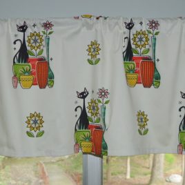 Retro Cats and Flowers Valance . Spoonflower