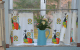 Retro Atomic Cats and Flowers Pots Cafe Curtains