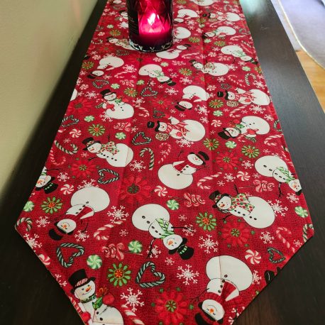 Snowman and Winter Bird Reversible Table Runner