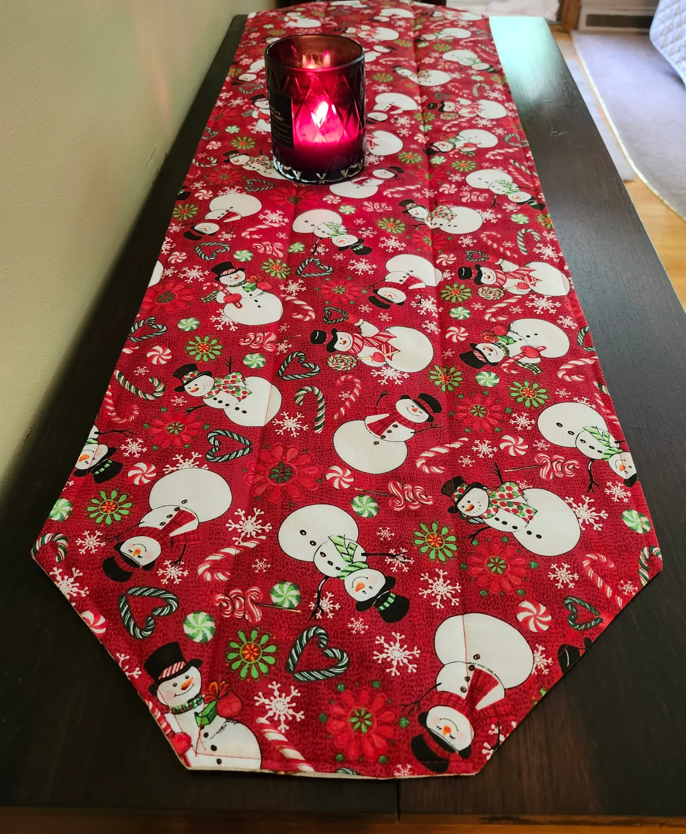 Snowman and Winter Bird Reversible Table Runner