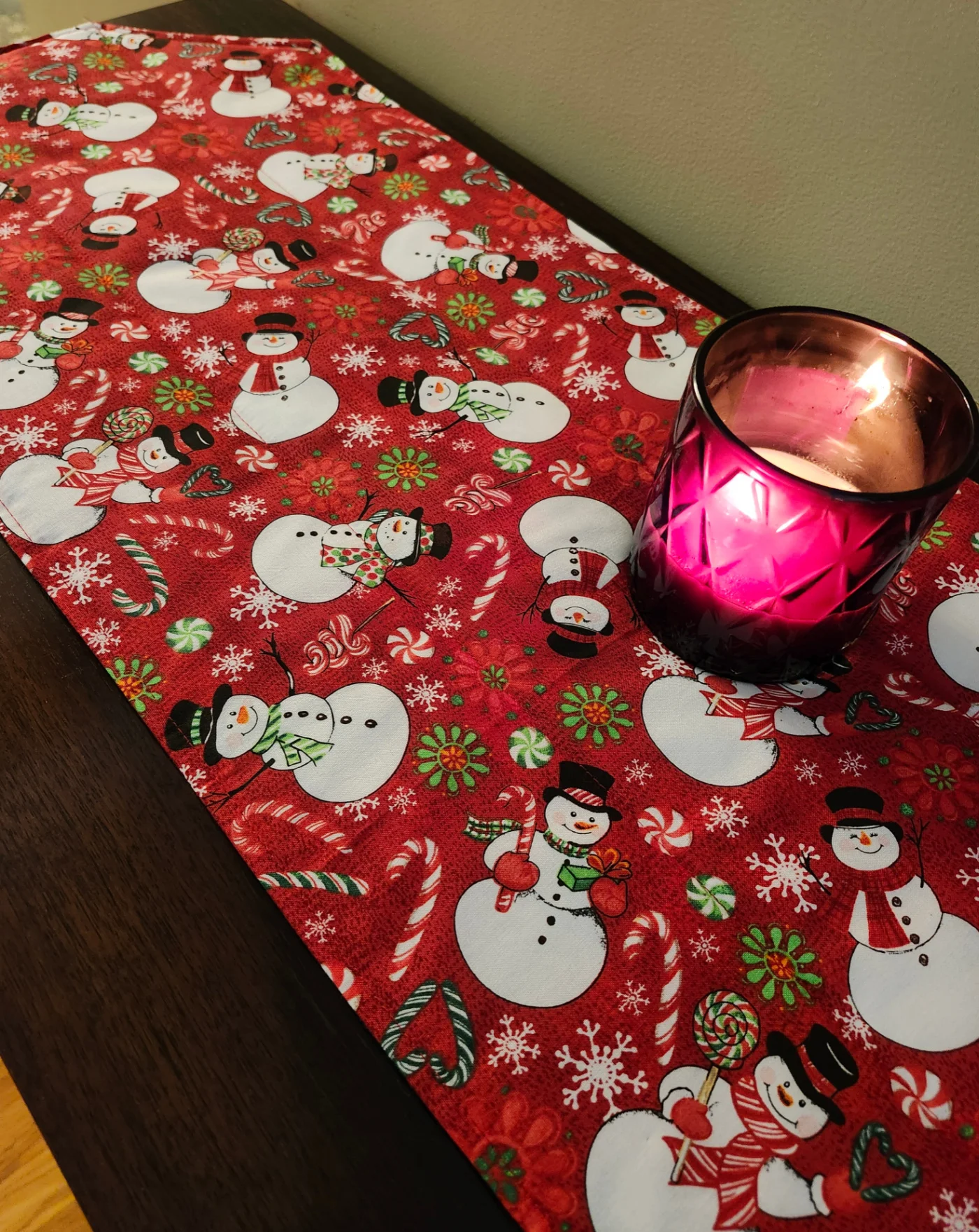 Snowman and Winter Bird Reversible Table Runner