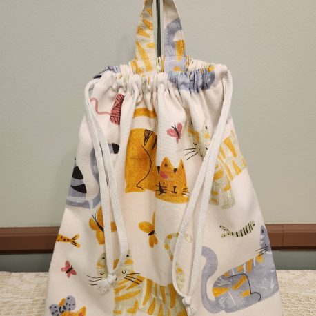 whimsy kitty drawstring bag