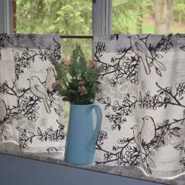 Chic French Bird Cafe Curtains