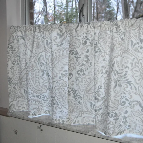 Grey Paisley Cafe Curtains