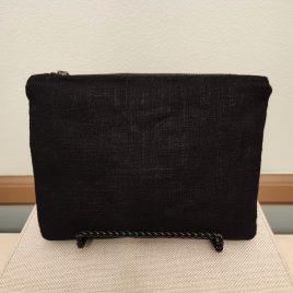 Black Linen Zipper Pouch