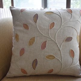 Tailor Spice Embroidered Leaves Pillow Cover