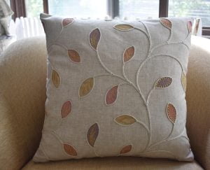 Tailor Spice Embroidered Leaves Pillow Cover