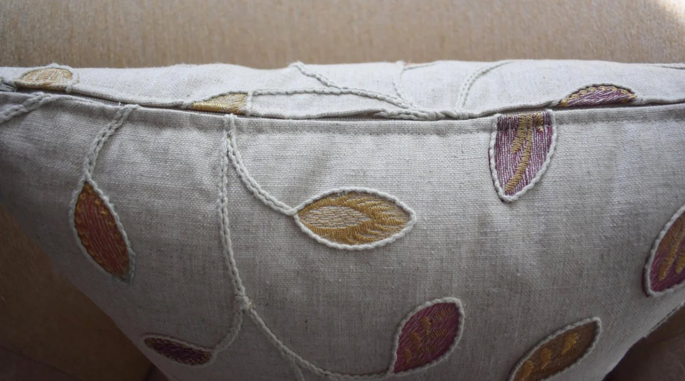 Tailor Spice Embroidered Leaves Pillow Cover