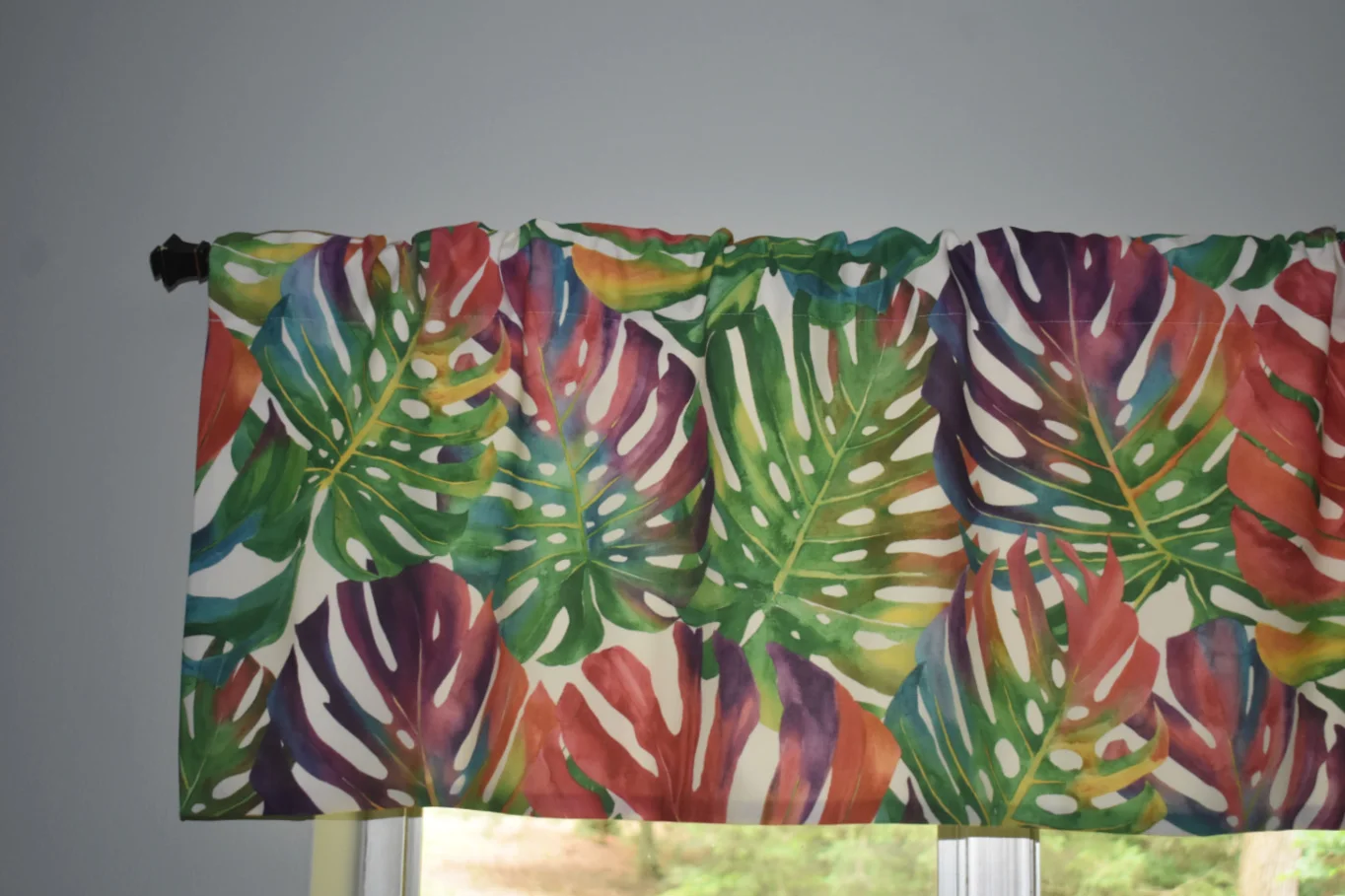 tropical palm leaf valance