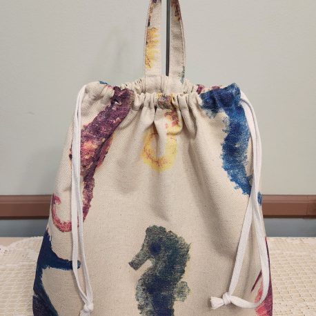 seahorse canvas drawstring bag