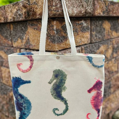 seahorse canvas tote bag