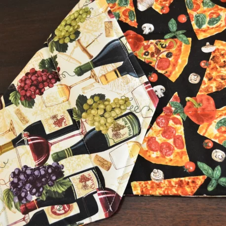 Wine and Pizza Reversible Quilted Table Runner