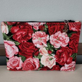 Pink and Red Rose Zipper Pouch