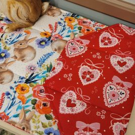 Reversible Valentine Easter Table Runner Quilted Hearts and Spring Bunny Decor